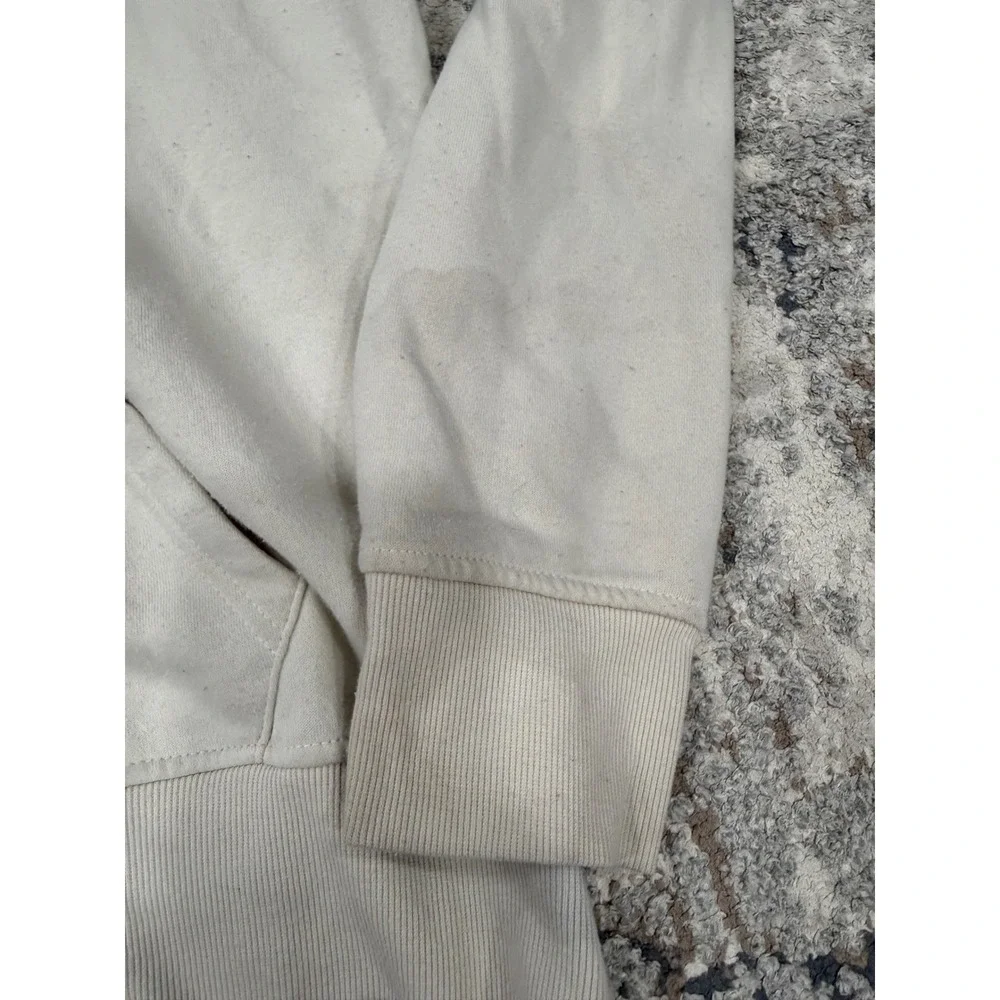 True Religion Mens Zip Up Hoodie Cream Off White Horseshoe Logo XL Sweatshirt